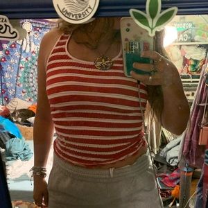 Red and white striped cute tank top